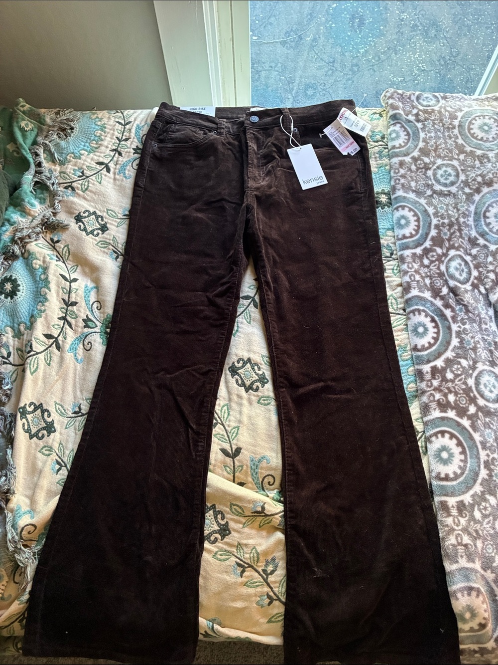 Kensie Dark Brown Corduroy Flare Jeans